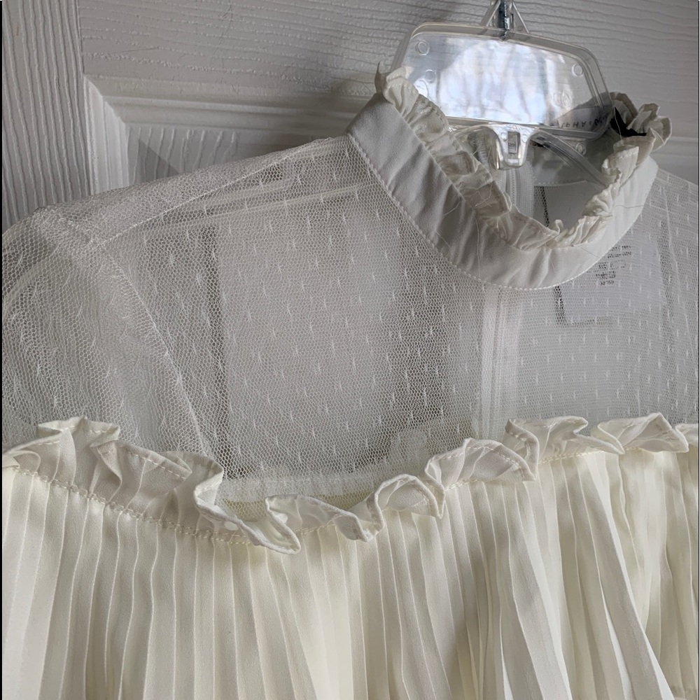 White Ruffle Sleeve Dress - Picture 2 of 8